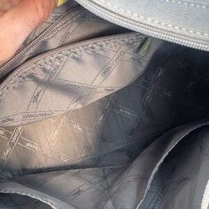 Longchamp Roseau Metallic Silver Leather Hobo Shoulder Bag Toggle 10X12X3.5